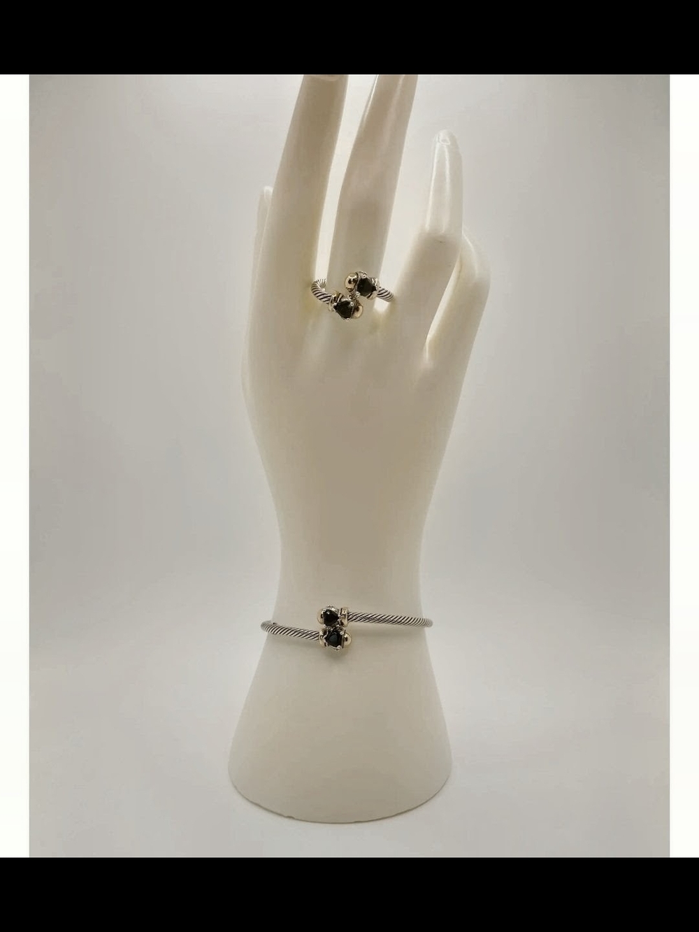 925 Sterling Silver And 14k Gold And Onyx Set By Mar D'La Rue